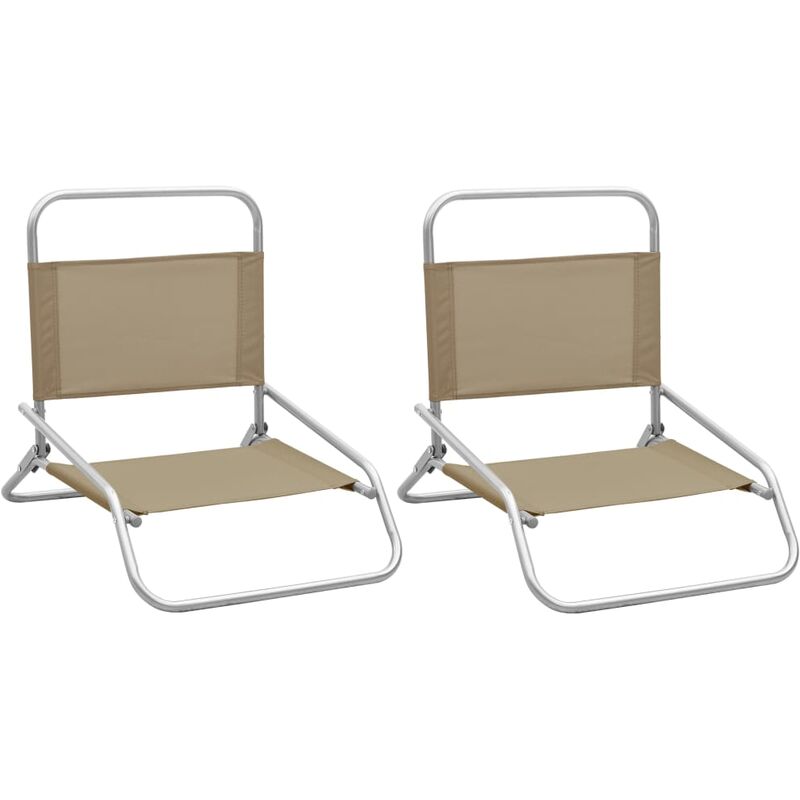 

vidaXL Sillas de playa plegables 2 unidades tela gris taupe - Gris Topo