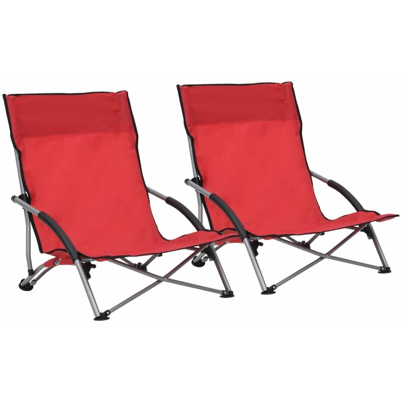 

vidaXL Sillas de playa plegables 2 unidades tela rojo - Rojo