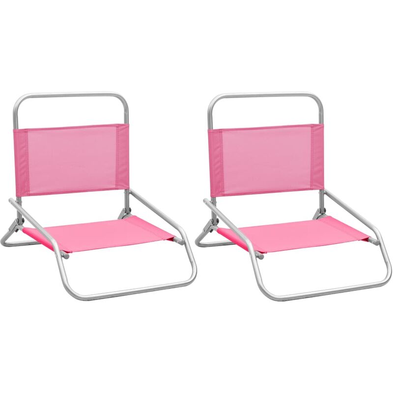 

vidaXL Sillas de playa plegables 2 unidades tela rosa - Rosa