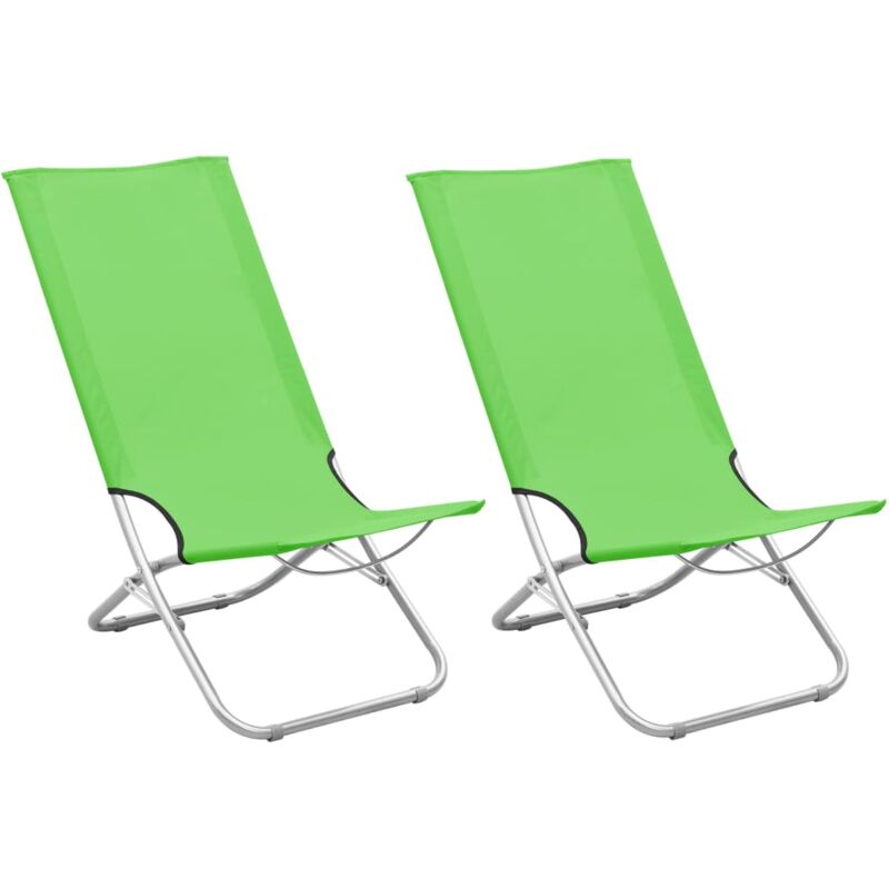 

vidaXL Sillas de playa plegables 2 unidades tela verde - Verde