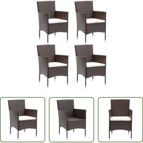 vidaXL Sillas de ratán sintético -  Sillas de comedor para jardín 4 unidades ratán sintético marrón