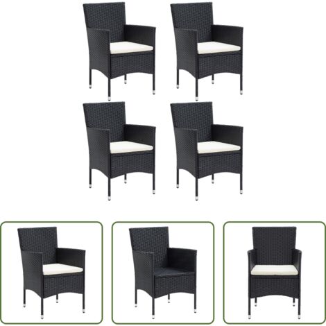 vidaXL Sillas de ratán sintético -  Sillas de comedor para jardín 4 unidades ratán sintético negro