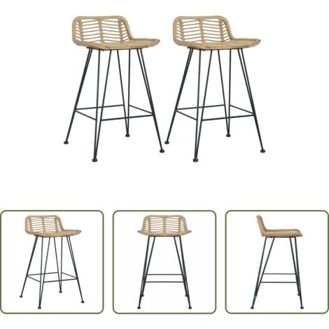 vidaXL Sillas de ratán -  Taburetes de cocina 2 unidades ratán natural