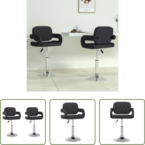 vidaXL Sillas de salón -  Sillas de comedor giratorias 2 unidades cuero sintético negro
