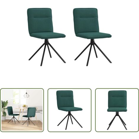 vidaXL Sillas ergonómicas -  Sillas de comedor 2 unidades tela verde oscuro