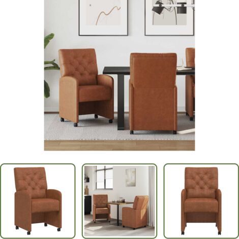 vidaXL Sillas ergonómicas -  Sillas de Comedor con Ruedas 2 pcs Marrón 58 x 67 x 97 cm