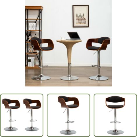 vidaXL Sillas ergonómicas -  Taburetes de cocina 2 unidades madera curvada y tela gris