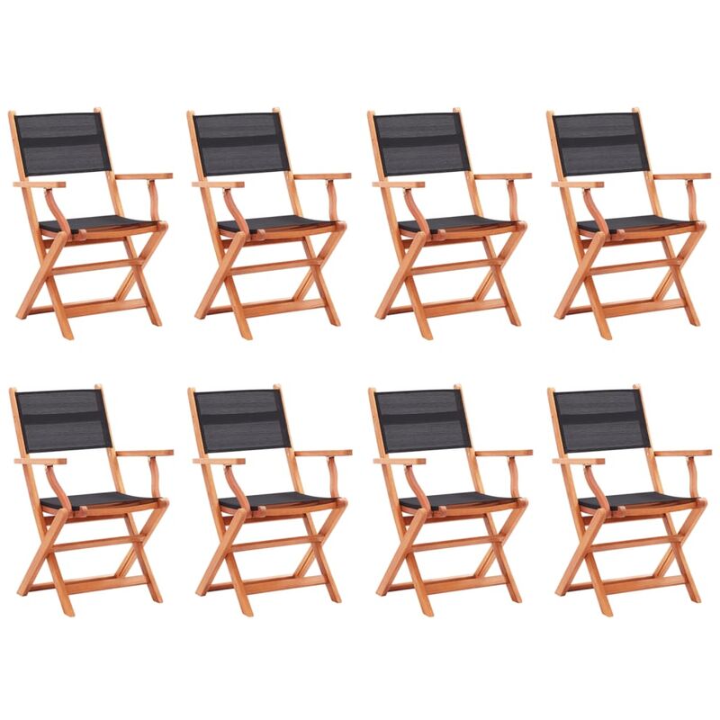 

vidaXL Sillas jardín plegables 8 uds madera eucalipto textilene negro - Marrón