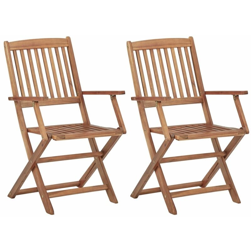 

vidaXL Sillas plegables de jardín 2 unidades madera maciza de acacia - Marrón