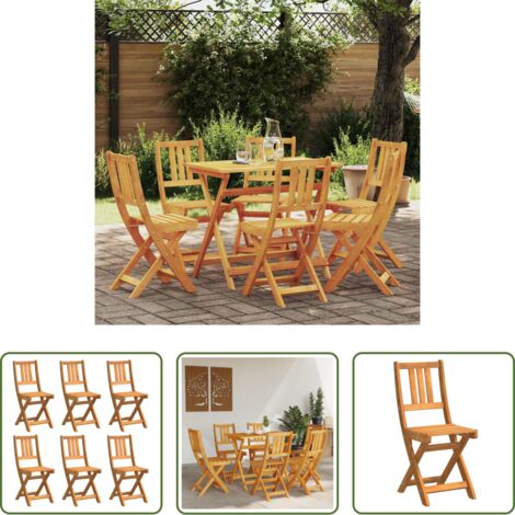 vidaXL Sillas plegables -  Silla de Jardín 6 pcs Aceite Natural 40 x 42 x 85 cm