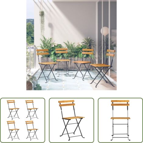 vidaXL Sillas plegables -  Sillas bistró de terraza plegables 4 uds madera maciza acacia