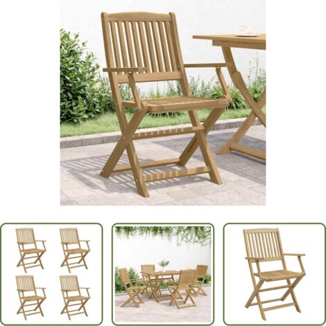 vidaXL Sillas plegables -  Sillas de jardín plegables 4 uds madera acacia 54x61x88 cm