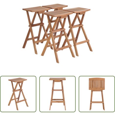 vidaXL Sillas plegables -  Taburetes plegables de cocina 4 unidades madera de teca maciza