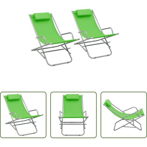 vidaXL Sillas reclinables - Sillas mecedoras 2 unidades acero verde