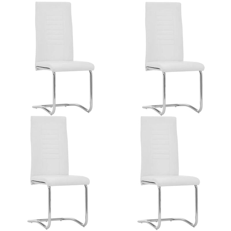 

vidaXL Sillas Voladizas de Comedor 4 Unidades Cuero Sintético Blanco - Blanco