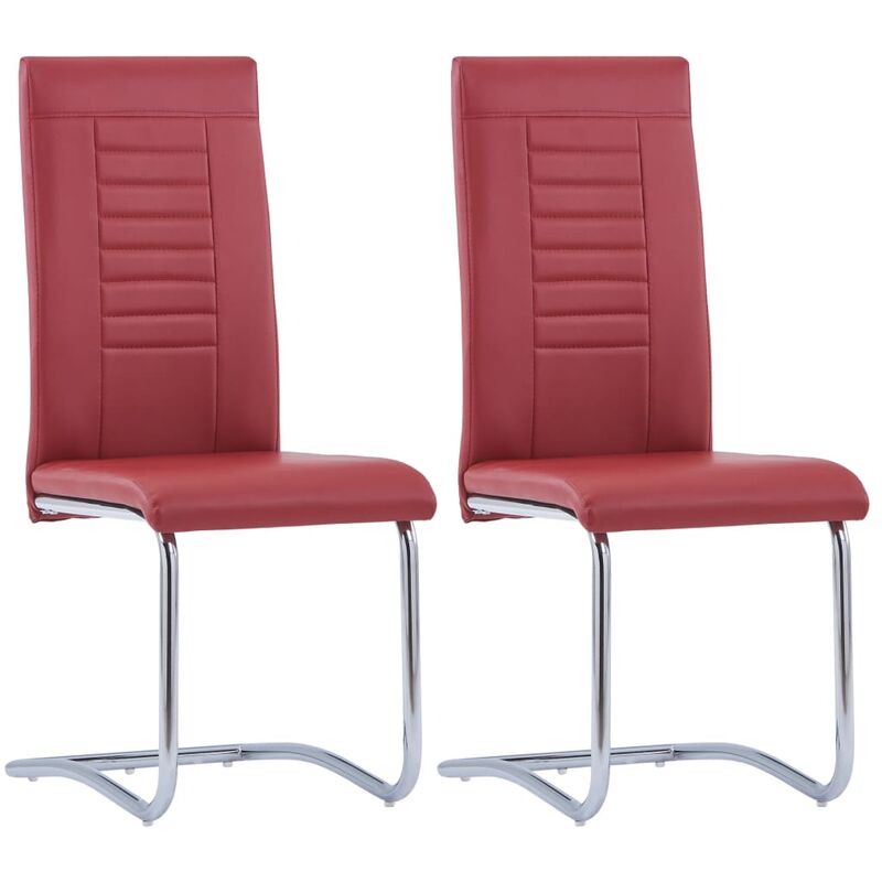 

vidaXL Sillas Voladizas de Comedor 2 Unidades Cuero Sintético Rojo - Rojo