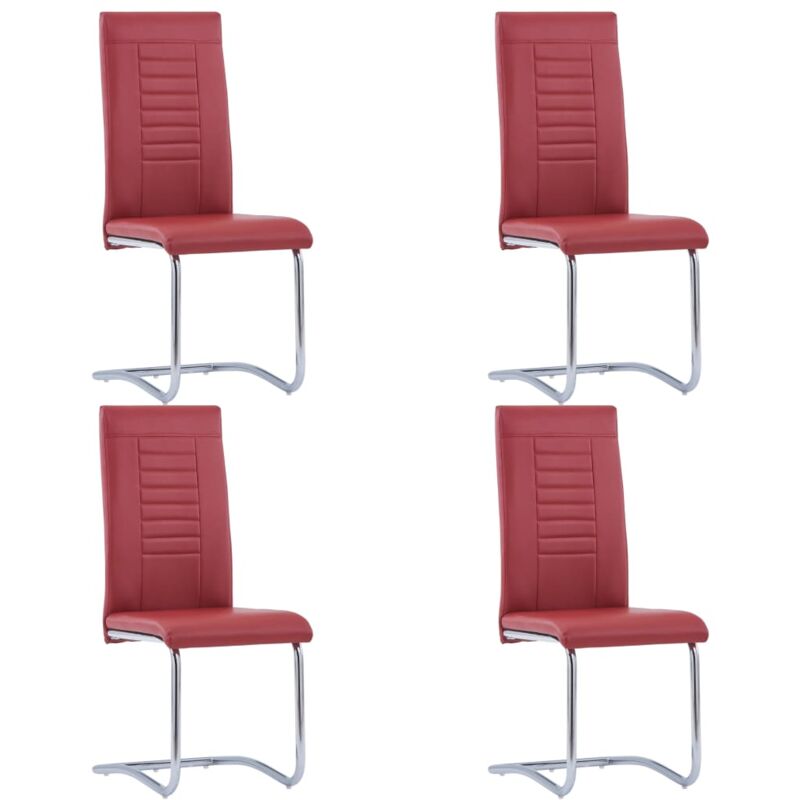 

vidaXL Sillas Voladizas de Comedor 4 Unidades Cuero Sintético Rojo - Rojo