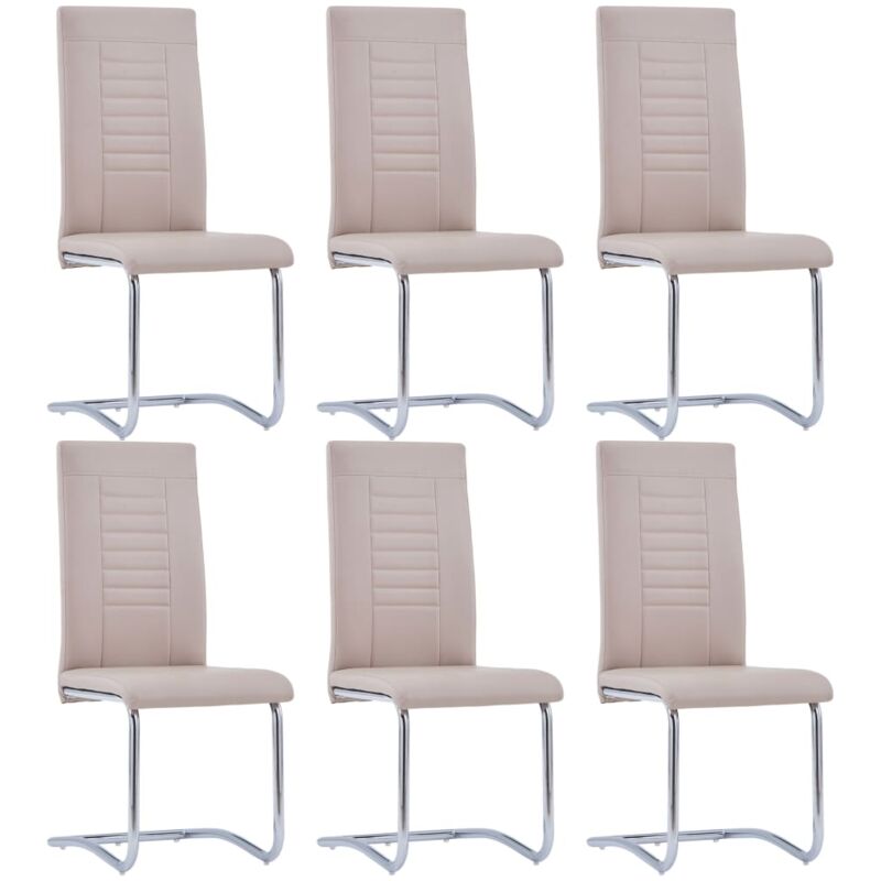 

vidaXL Sillas Voladizas de Comedor 6 Unidades Cuero Sintético Capuchino - Marrón
