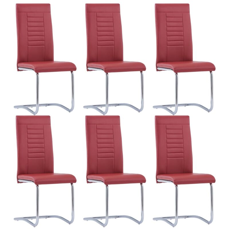 

vidaXL Sillas Voladizas de Comedor 6 Unidades Cuero Sintético Rojo - Rojo