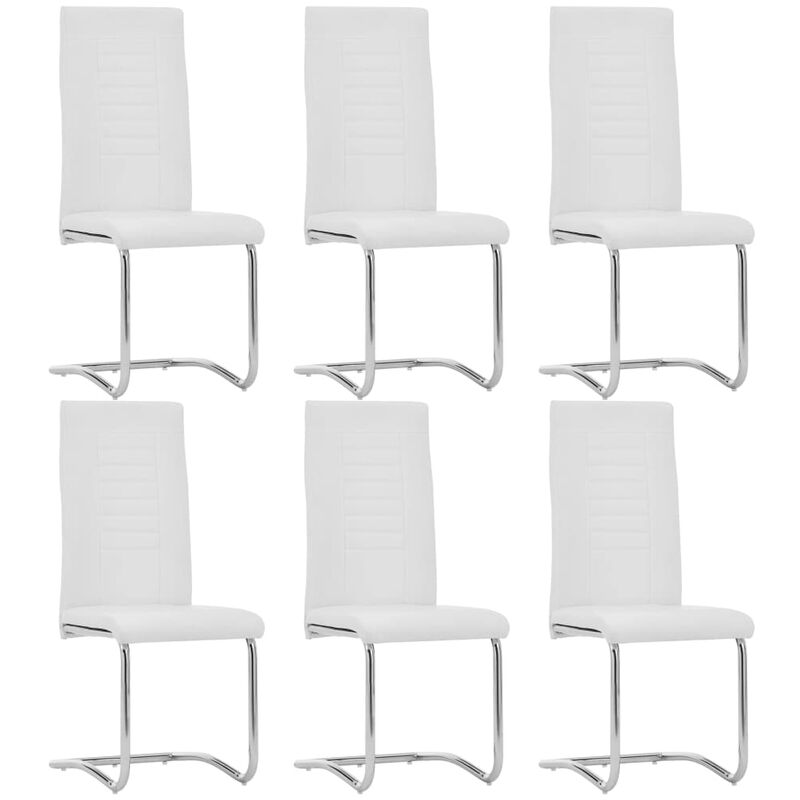 

Sillas Voladizas de Comedor 6 Unidades Cuero Sintético Blanco - Blanco - Vidaxl