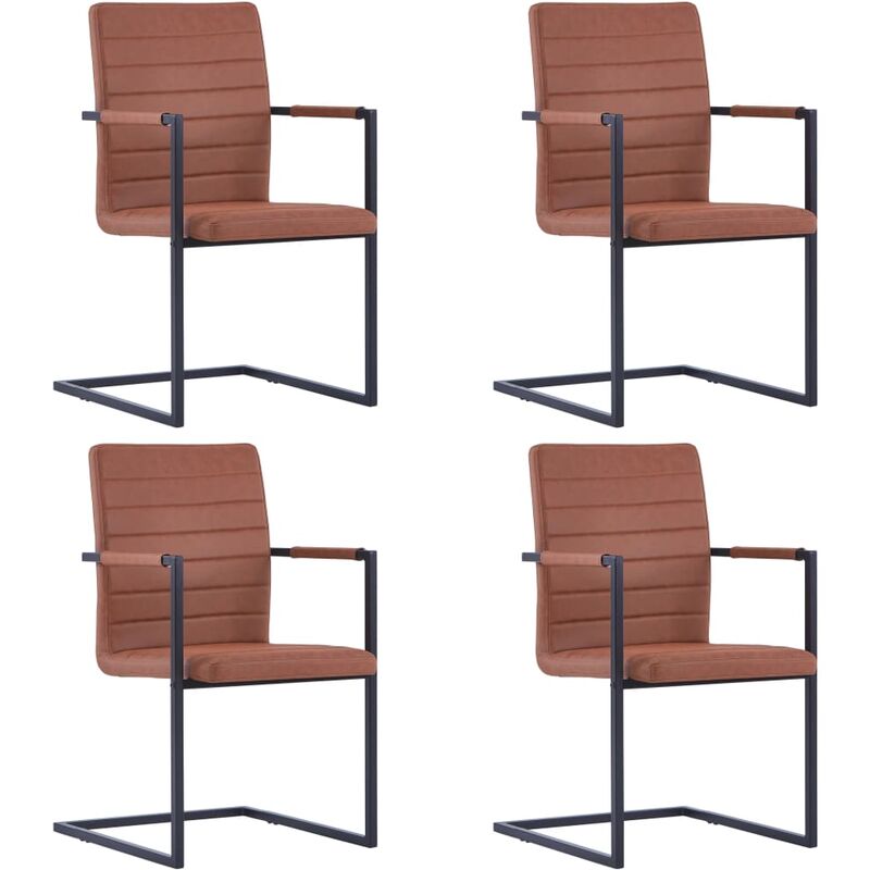 

vidaXL Sillas Voladizas de Comedor Cuero Sintético 4 Unidades Marrón - Marrón