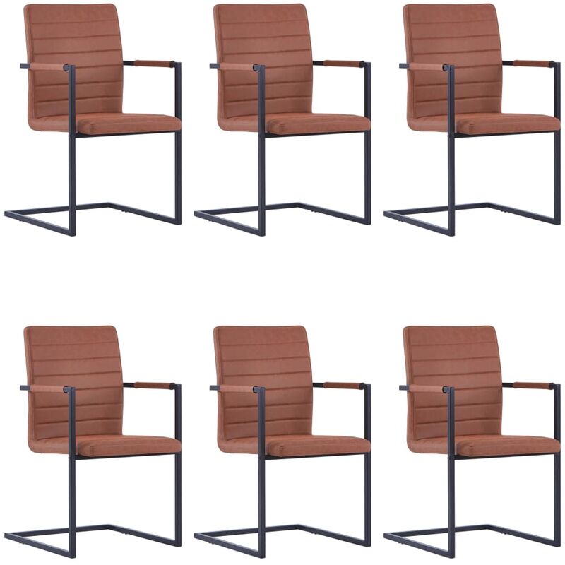 

Sillas Voladizas de Comedor Cuero Sintético 6 Unidades Marrón - Marrón - Vidaxl