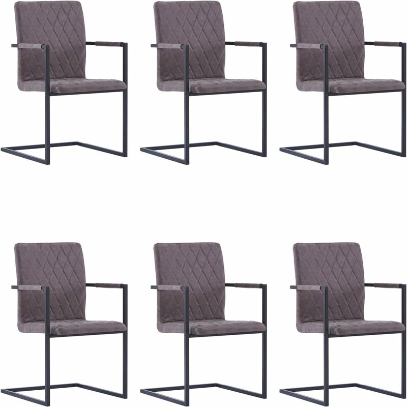 

vidaXL Sillas Voladizas de Comedor Cuero Sintético 6 Unidades Marrón Oscuro - Marrón