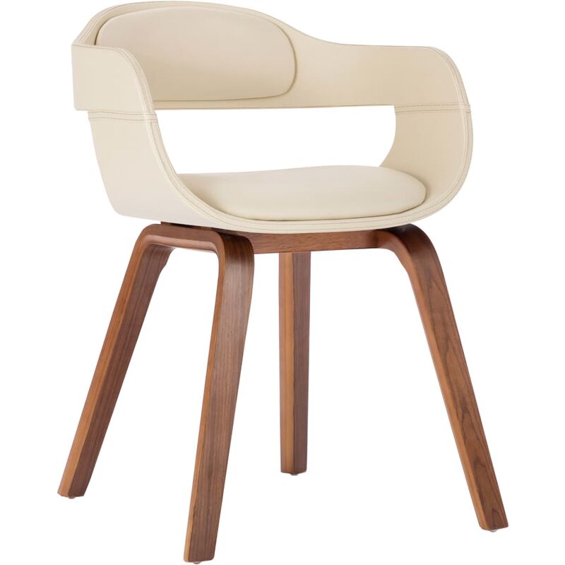 

Sillón de comedor cuero sintético y madera crema