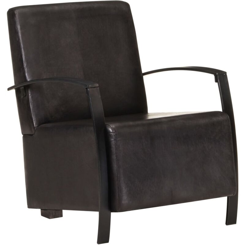 

Sillón de cuero auténtico negro - Negro - Vidaxl