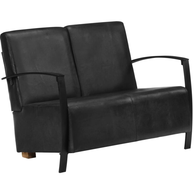 

Sillón de cuero auténtico negro 2 plazas - Negro - Vidaxl