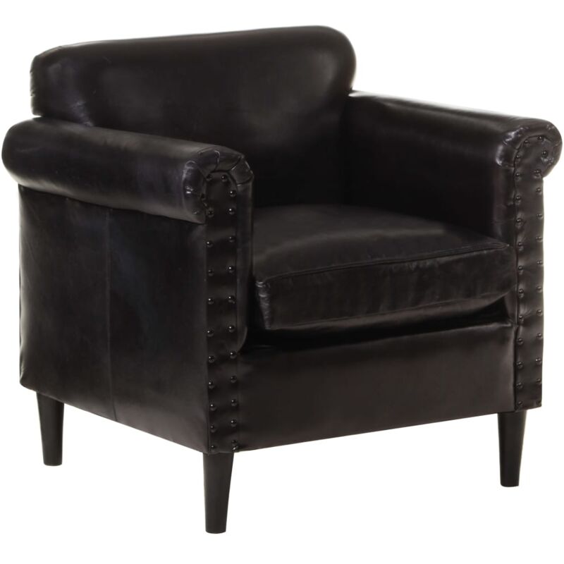 

Sillón de cuero auténtico negro - Negro - Vidaxl