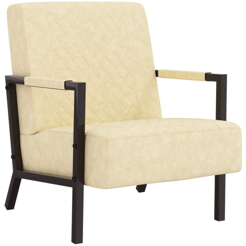 

Sillón de cuero sintético color crema - Crema - Vidaxl