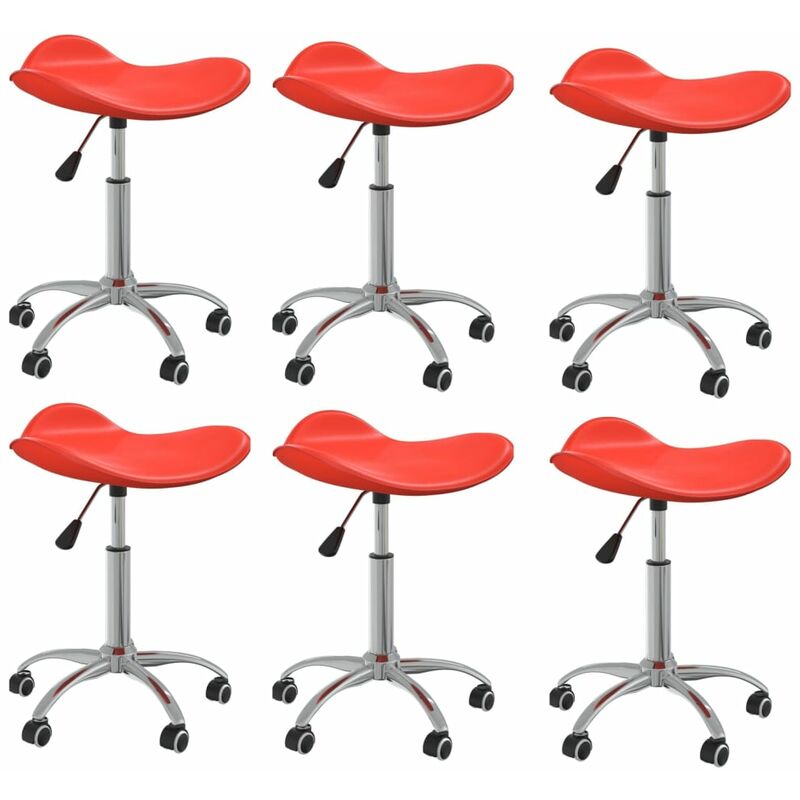 

vidaXL Sillas de comedor giratorias cuero sintético 6 unidades rojo - Rojo