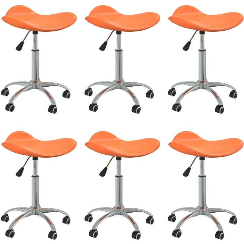 

vidaXL Sillas de comedor giratorias cuero sintético 6 unidades naranja - Naranja