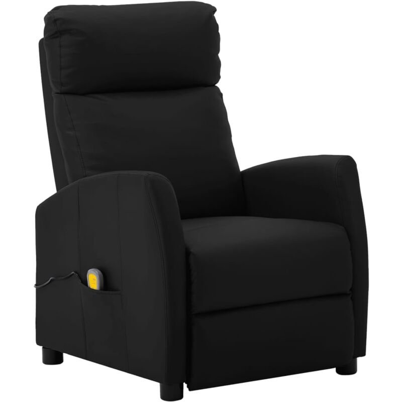 

Sillón de masaje reclinable eléctrico de cuero sintético negro - Negro - Vidaxl