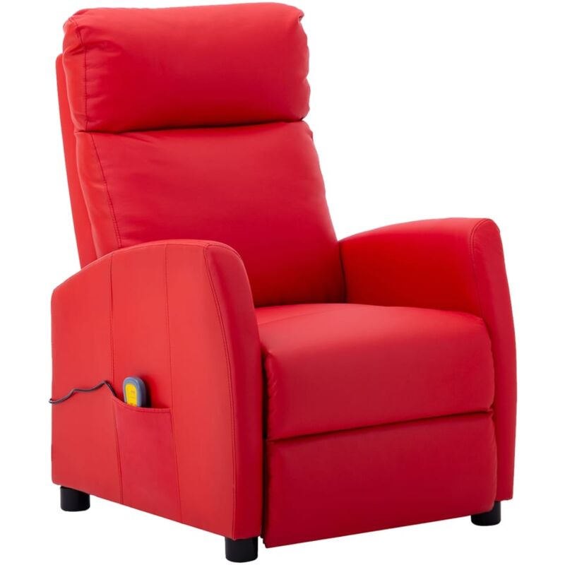 

Sillón de masaje reclinable eléctrico de piel sintética rojo - Rojo - Vidaxl