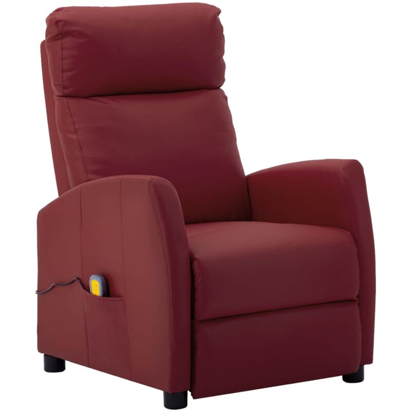 

Sillón de masaje reclinable eléctrico de piel sintética rojo vino - Rojo - Vidaxl