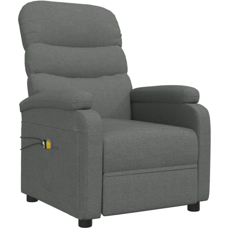 

Sillón de masaje eléctrico y reclinable de tela gris oscuro - Gris - Vidaxl