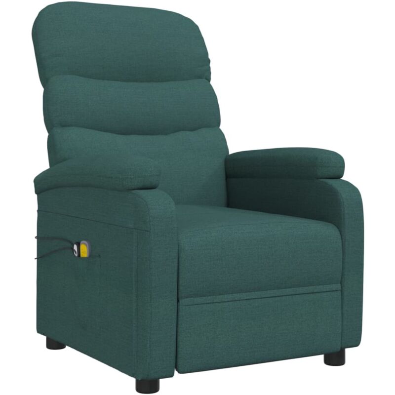 

Sillón de masaje eléctrico y reclinable de tela verde oscuro - Verde - Vidaxl