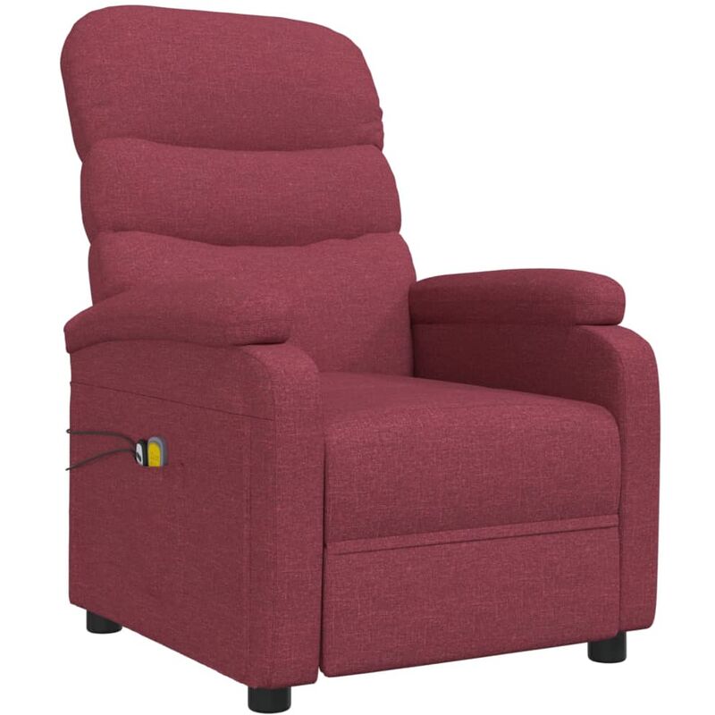

Sillón de masaje eléctrico y reclinable de tela rojo tinto - Rojo - Vidaxl