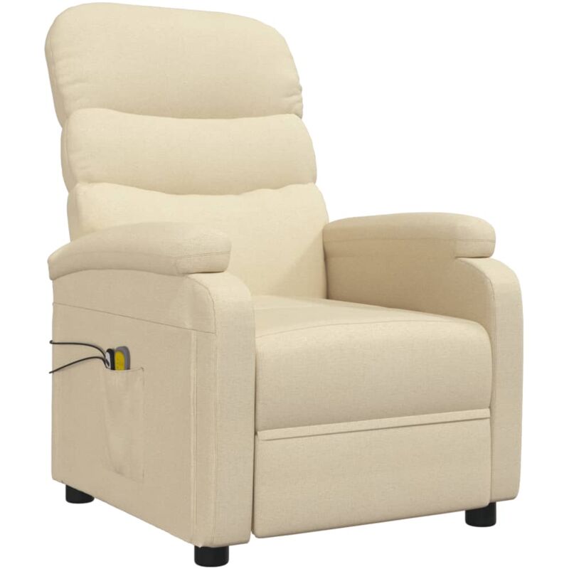 

vidaXL Sillón de masaje eléctrico y reclinable de tela color crema - Crema