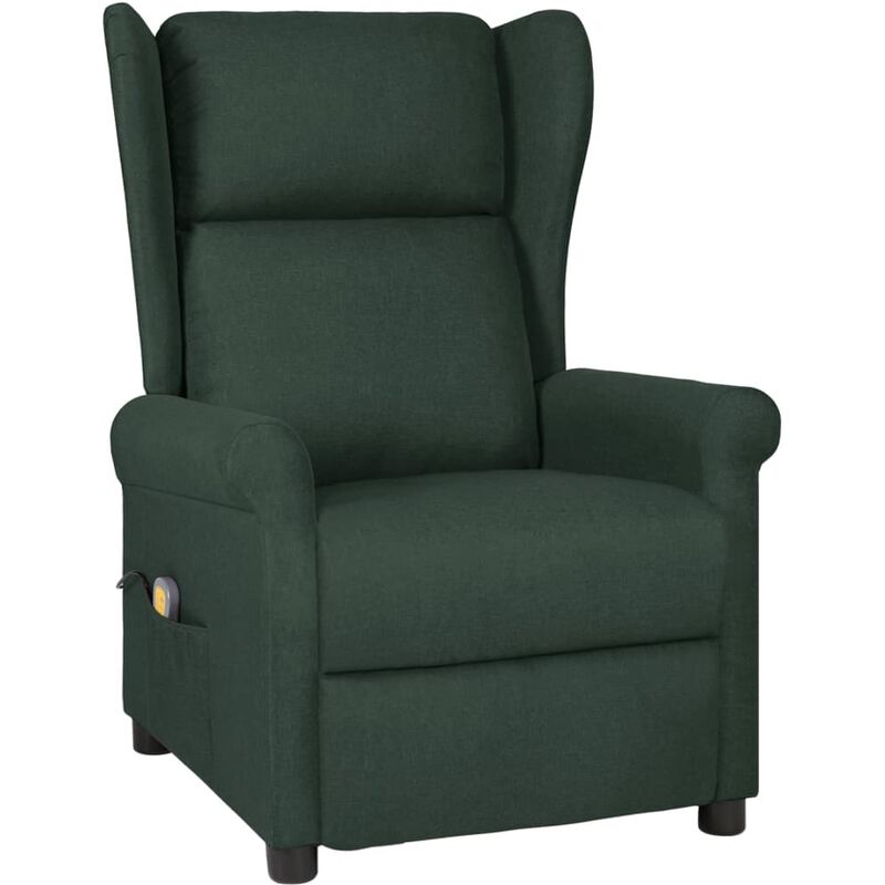 

vidaXL Sillón de masaje reclinable de tela verde oscuro - Verde