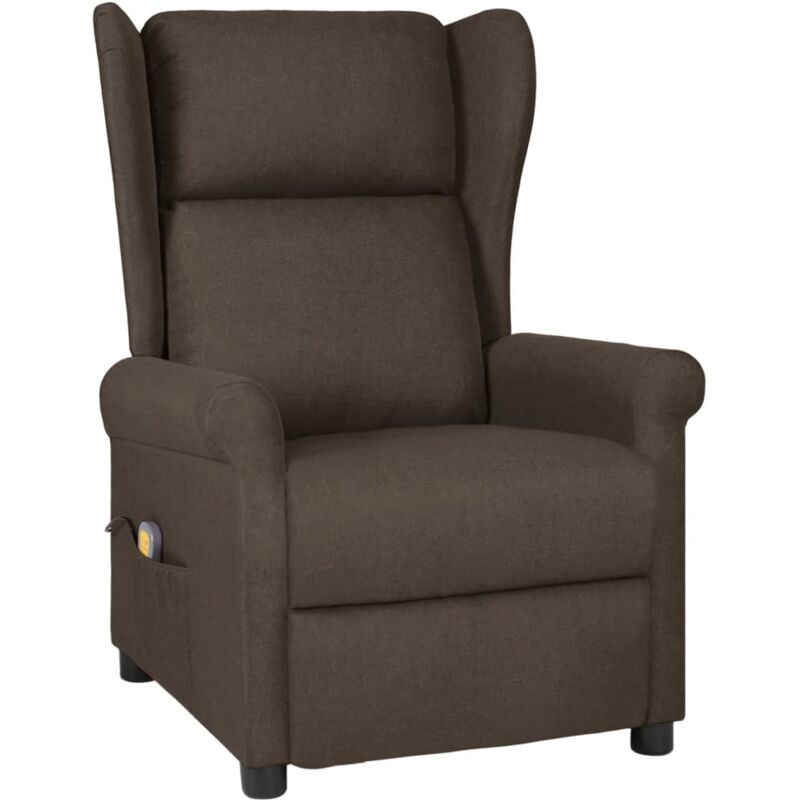 

Sillón de masaje reclinable de tela marrón oscuro - Marrón - Vidaxl
