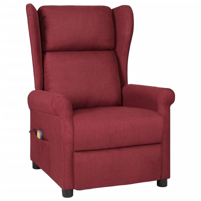 

Sillón de masaje reclinable de tela color vino tinto - Rojo - Vidaxl