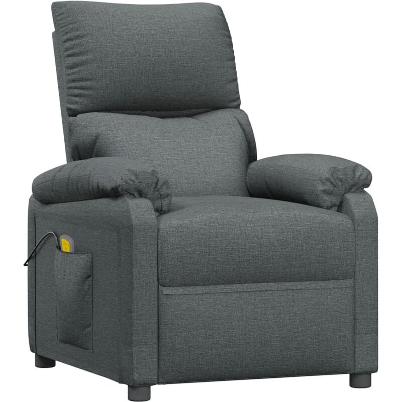 

Sillón de Masaje Reclinable de Tela Gris Oscuro - Gris - Vidaxl