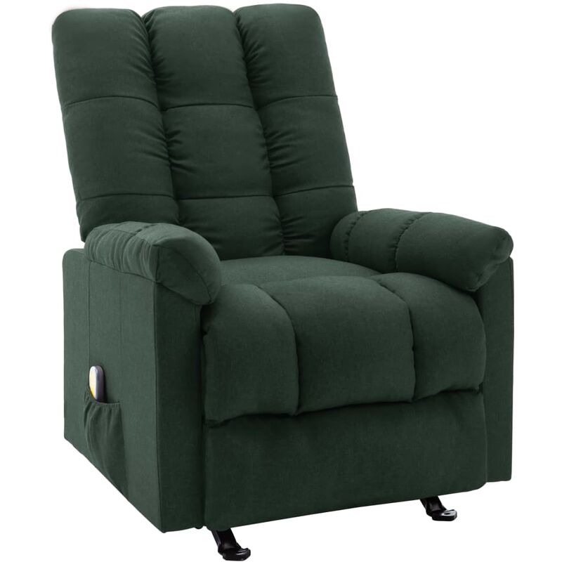 

Sillón de Masaje Reclinable de Tela Verde Oscuro - Marrón - Vidaxl