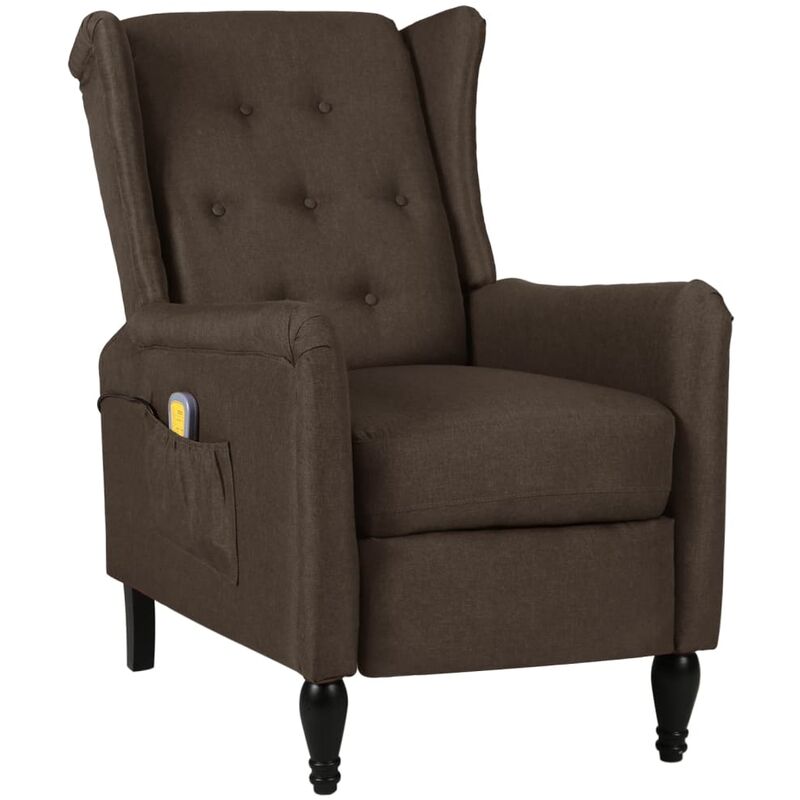 

Sillón de masaje reclinable de tela marrón oscuro - Marrón - Vidaxl