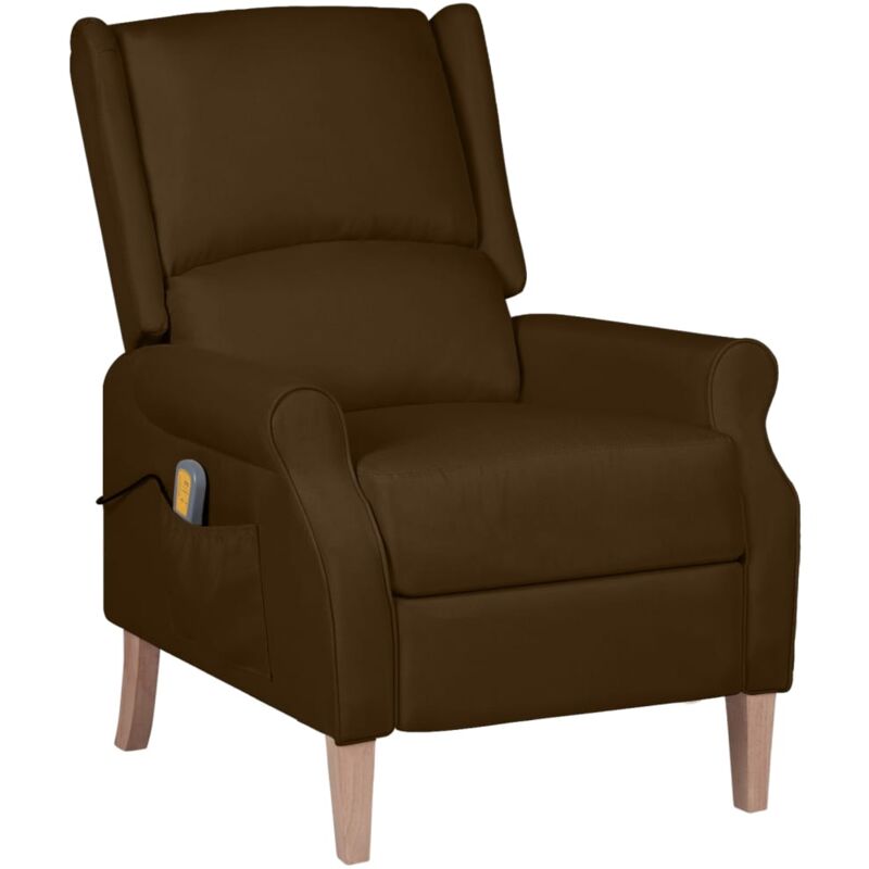 

Sillón de masaje reclinable de tela marrón oscuro - Marrón - Vidaxl