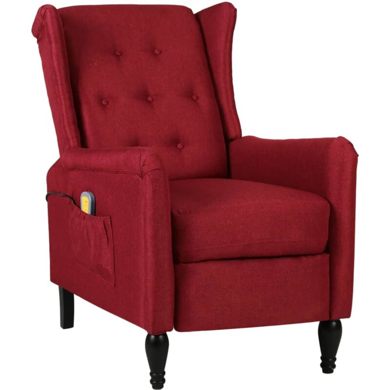 

Sillón de masaje reclinable de tela rojo vino tinto - Rojo - Vidaxl