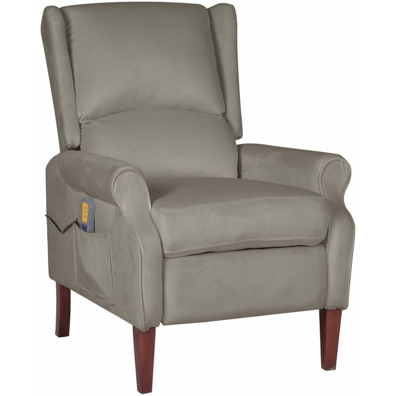

vidaXL Sillón de masaje reclinable de terciopelo gris claro - Gris